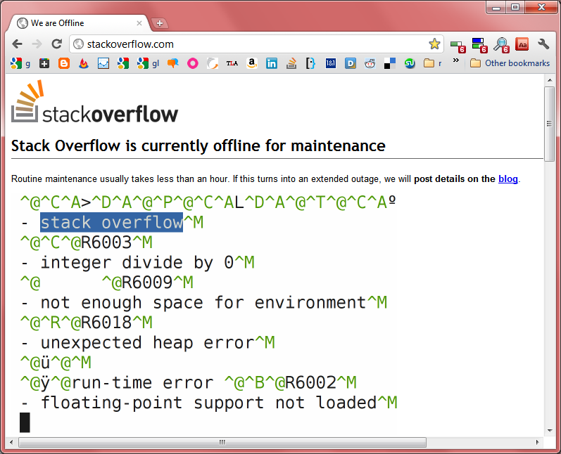 Stack Overflow offline 2011-08-06 6Kx45