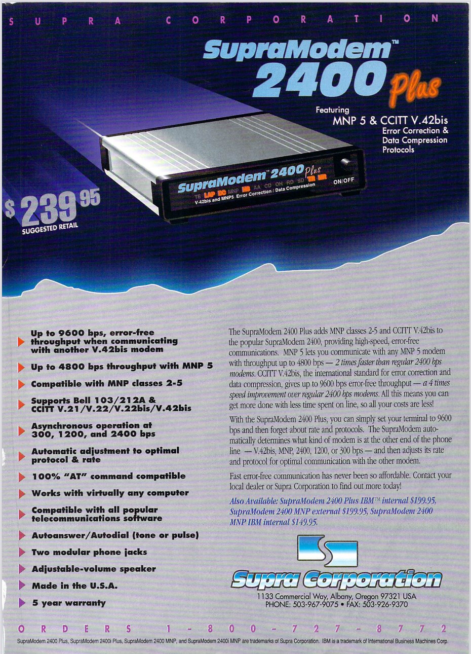 SupraModem 2400 Plus Compute Mag 1991