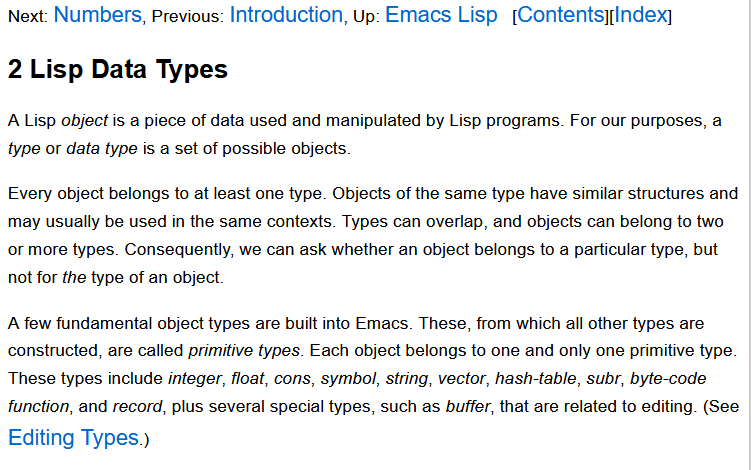 emacs lisp manual object 2022-07-01 SzTKC
