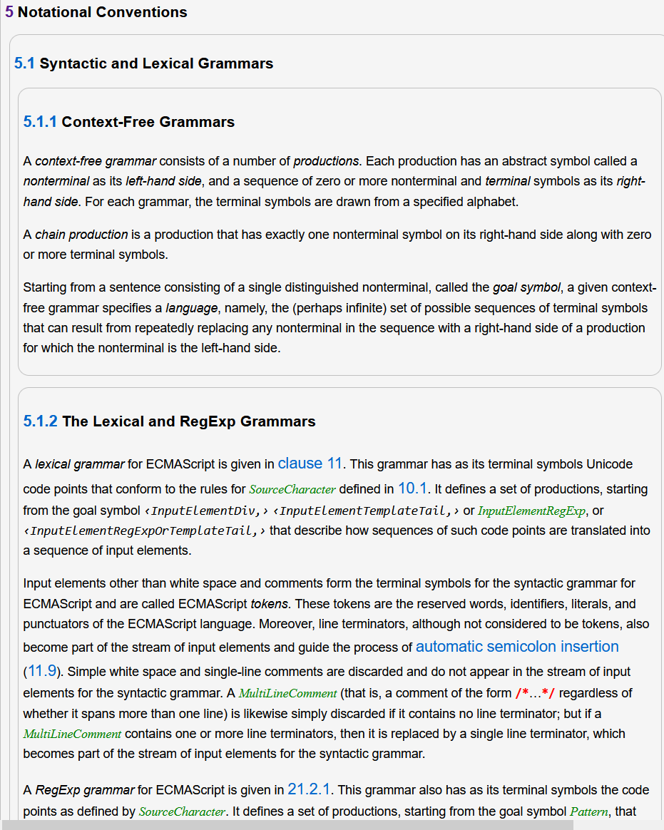 js spec 2015 5.1.1 context free grammars