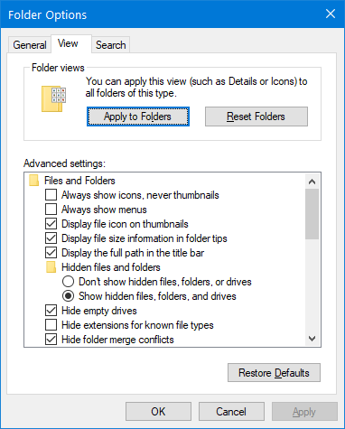Windows 10 folder options 2021-07-09