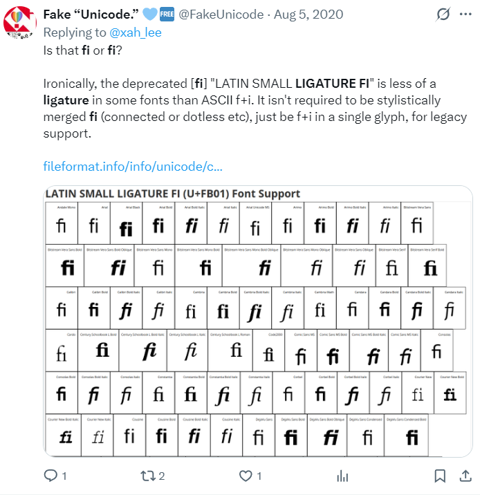 unicode ligature 1601f