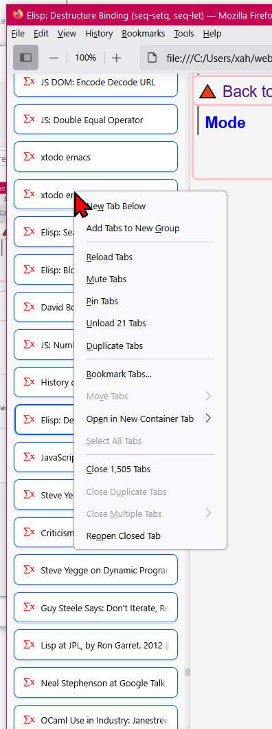 xah lee site 1505 tabs Firefox 2025-10-17 23439