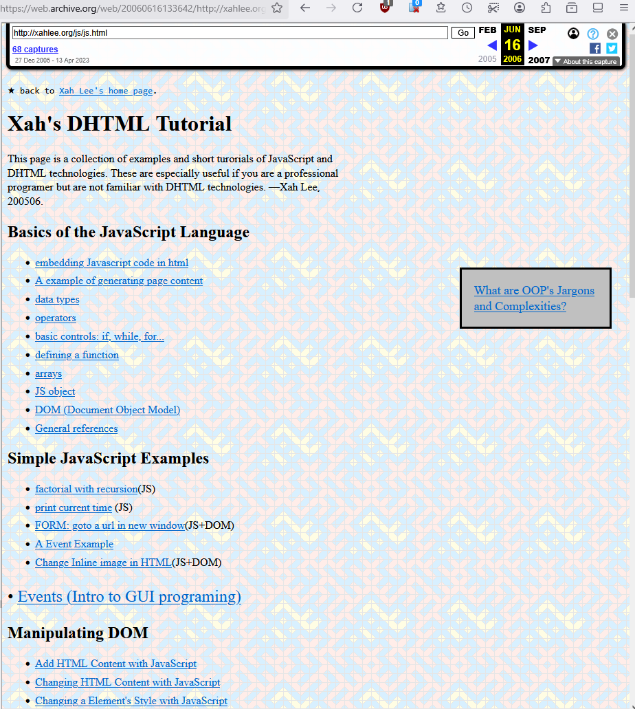 xah webdev tutorial 2006
