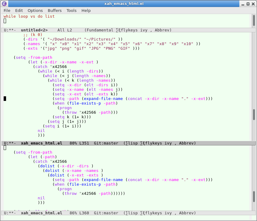 elisp while loop vs dolist