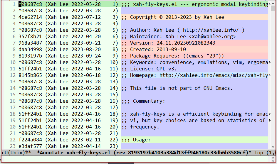 emacs 29 vc-annotate 2023-09-24 GR2S