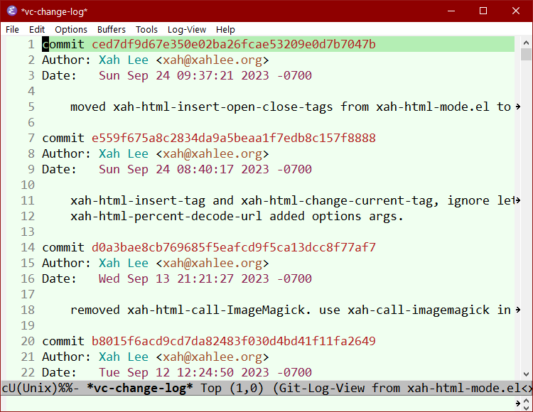 emacs 29 vc-print-log 2023-09-24 DtNf