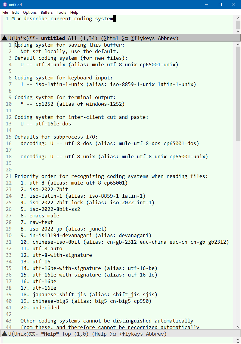 emacs describe-coding-system 2022-10-10