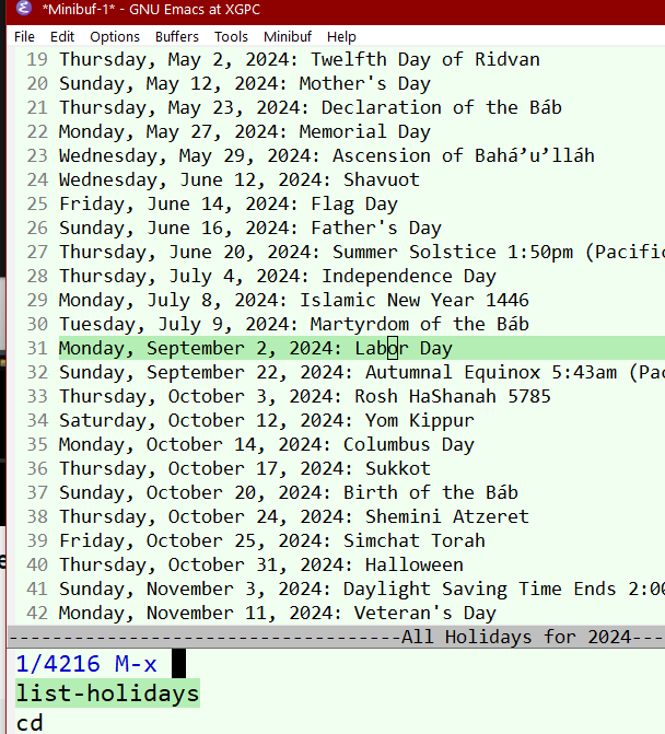 emacs holidays 2024-09-01 153054 R4XZN
