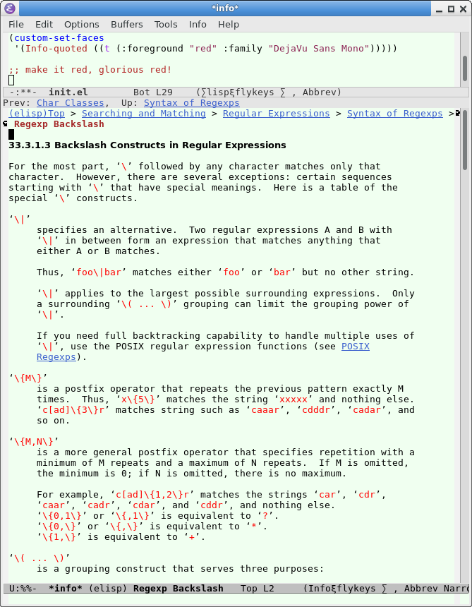 emacs info code red