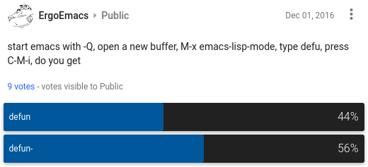emacs lisp completion 2016 12 01 poll gplus