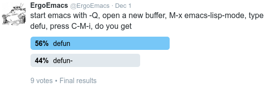 emacs lisp completion 2016 12 01 poll twitter