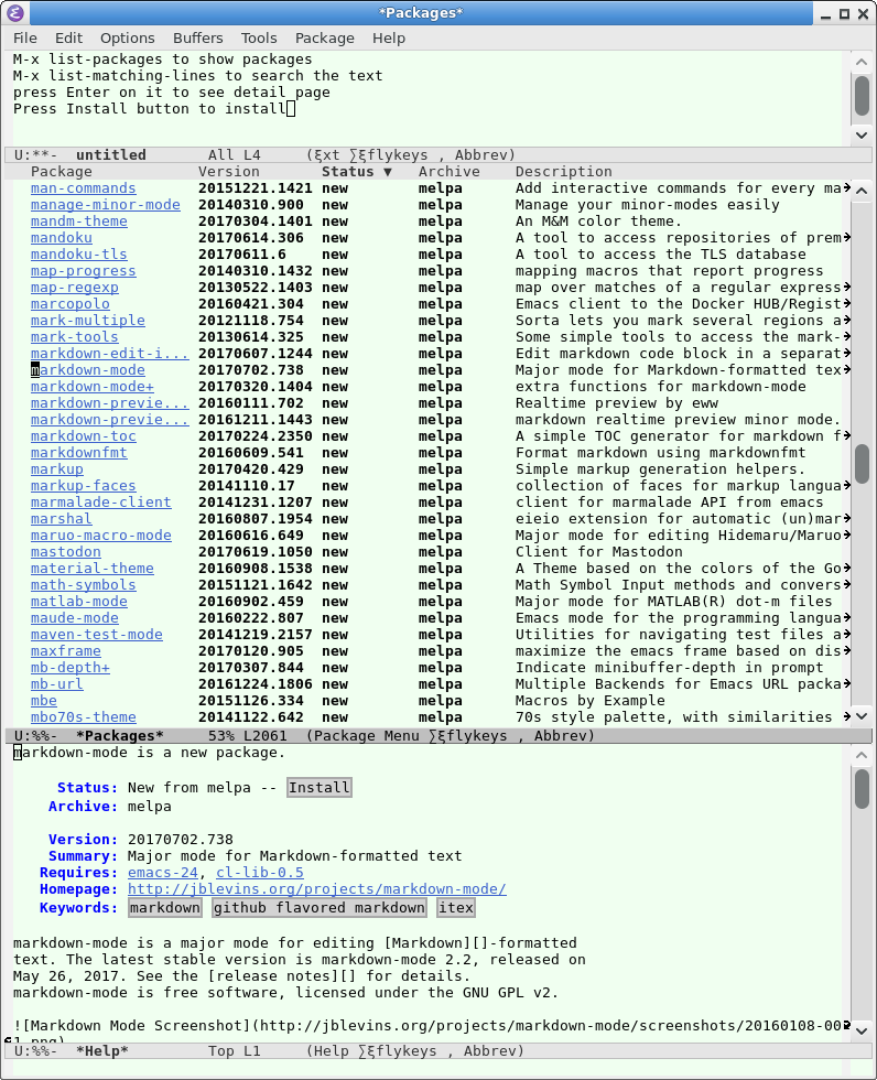 emacs list packages 2017 07 02