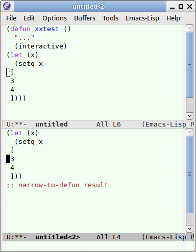emacs narrow-to-defun bug 2015-06-09