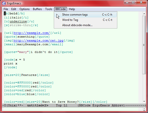 emacs xbbcode-mode