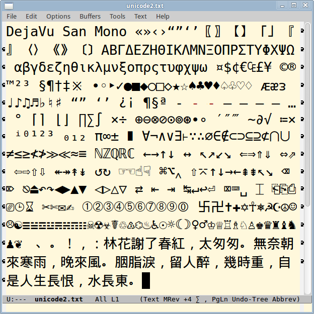 font DejaVu Sans Mono Unicode 2014-10-05