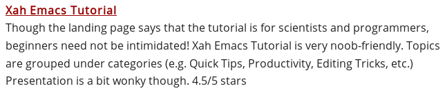 from Sacha and Marie emacs tutorial review 2014