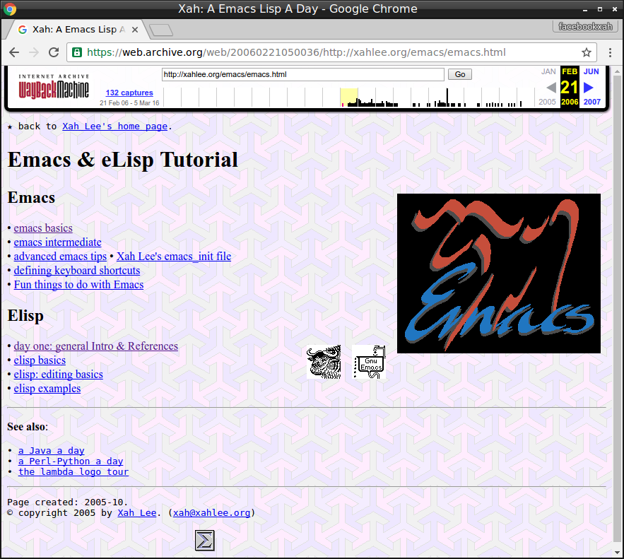 xah emacs tutorial 2006 screenshot