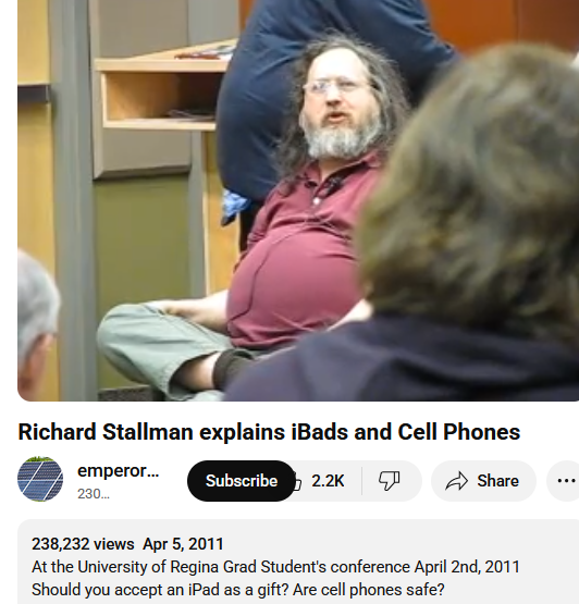 Richard Stallman on iphone Vrj3m