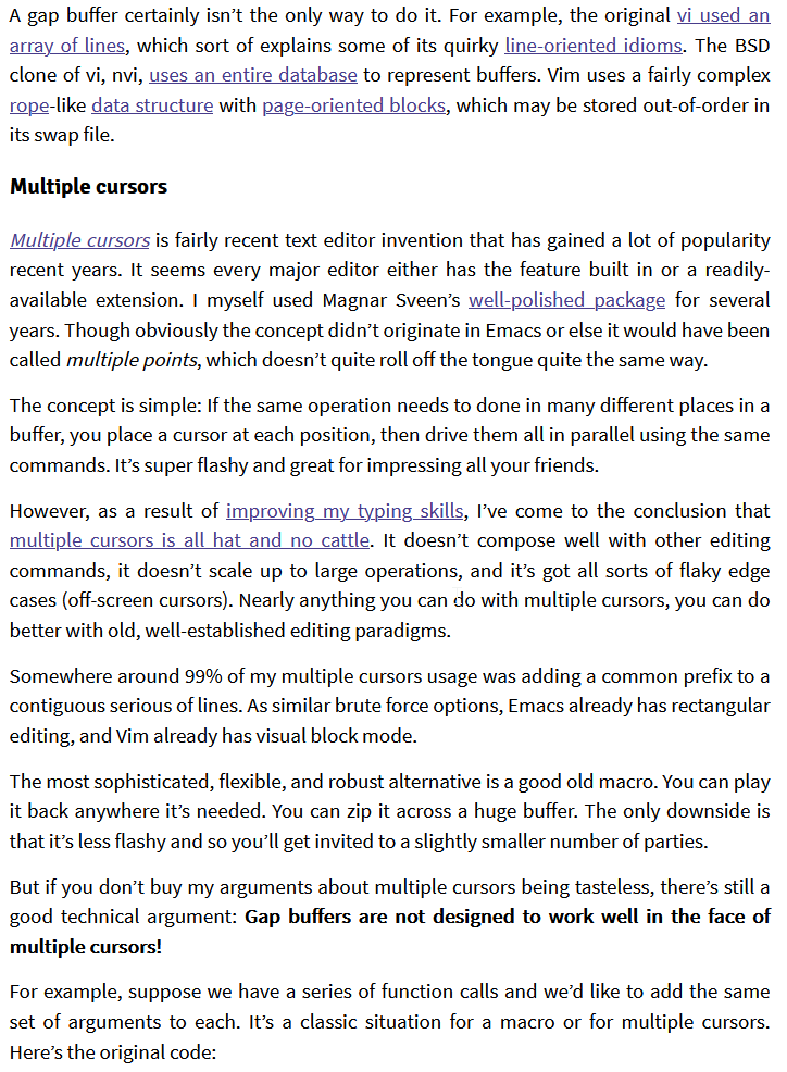 emacs gap buffers multi cursors chris wellons 2021-02-13