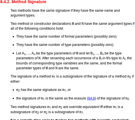 Java language spec 8.4.2 method signature screenshot 2013-11-17