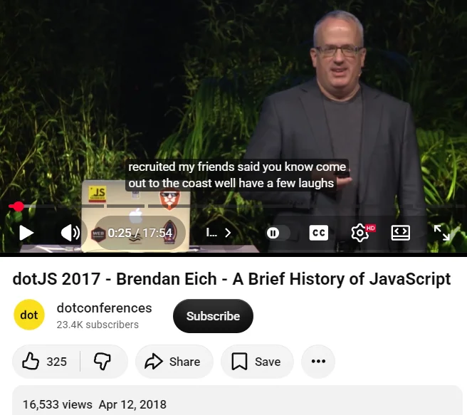 Brendan Eich 2017 History of js B269r ls