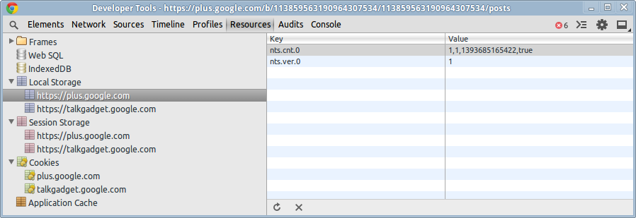Google Chrome browser dev tool local storage screenshot 2014-03-01
