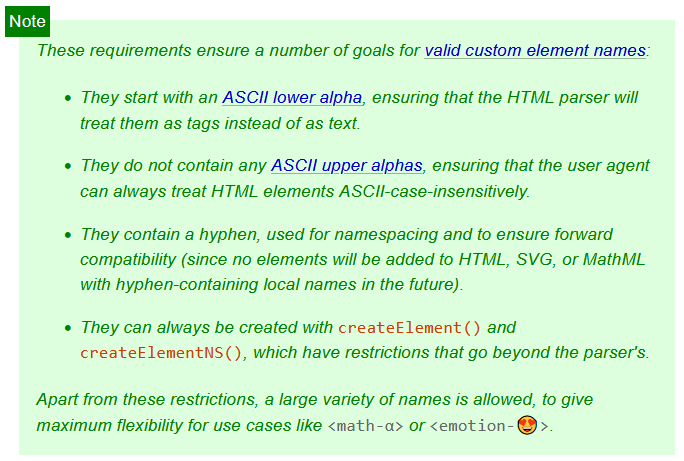 HTML spec custom element name 2022-08-24