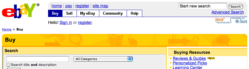 ebay.com tabs 2006