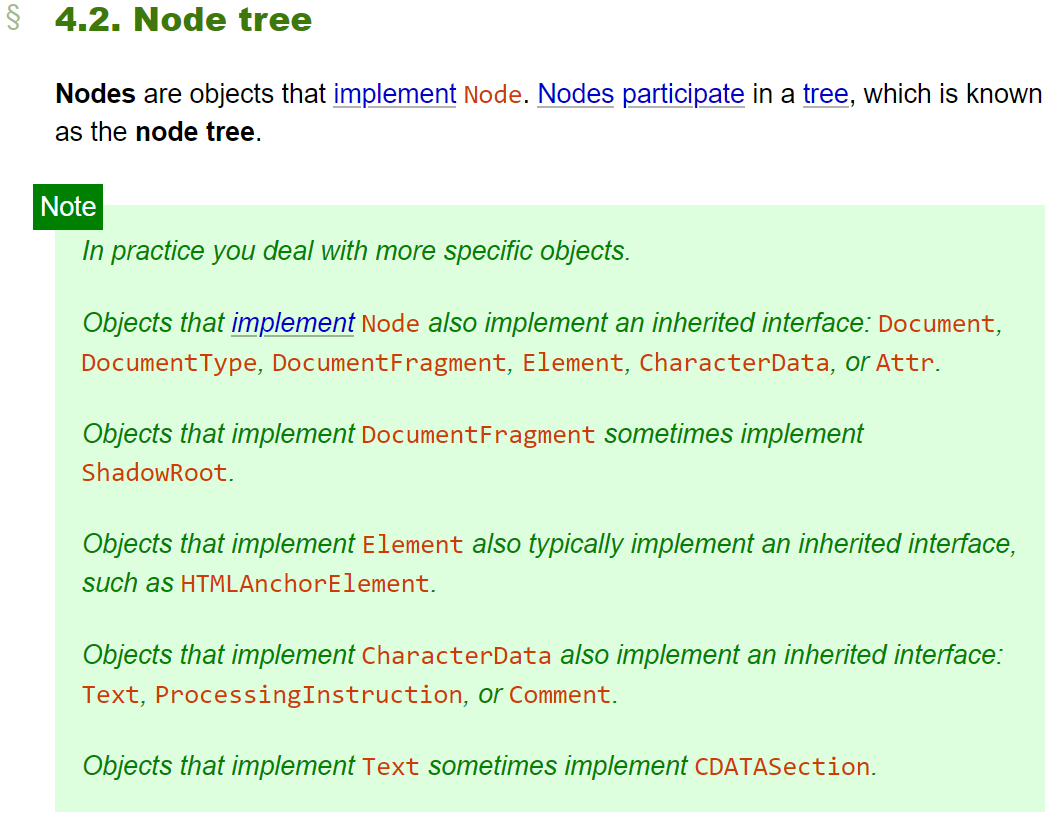 html spec node tree 2022-08-21
