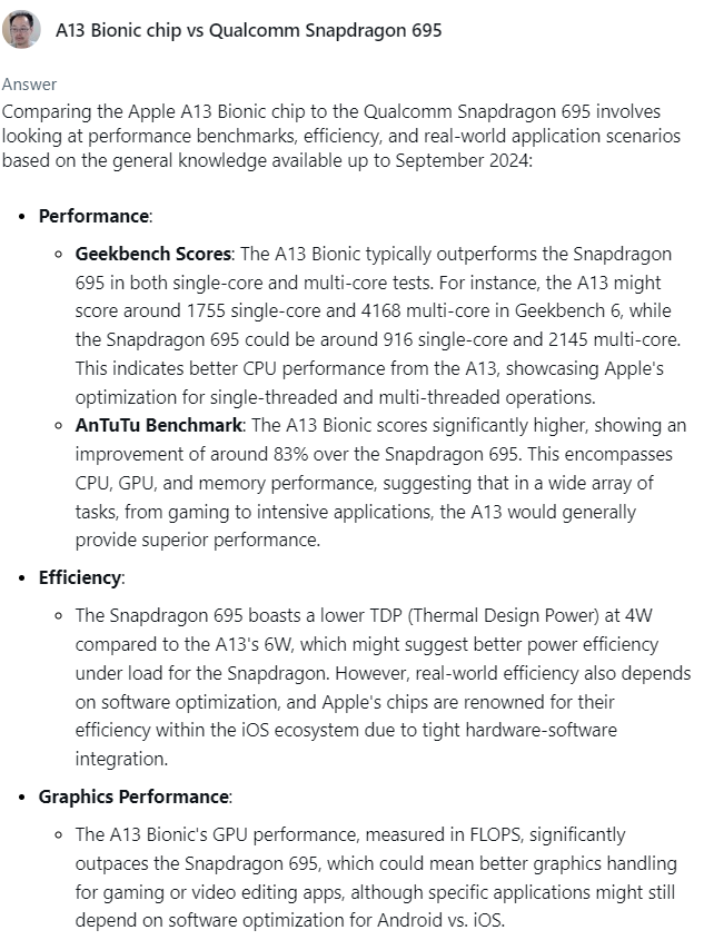 A13 Bionic vs Qualcomm Snapdragon 695 2024-09-28