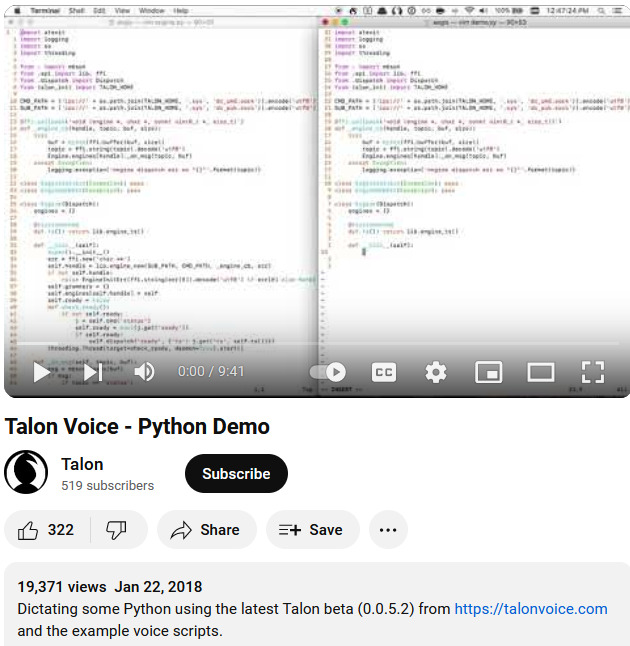 Talon Voice Python Demo TfMCw