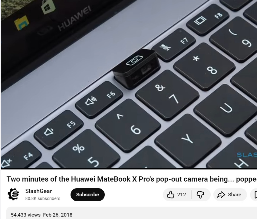 huawei laptop popup camera key 2a883