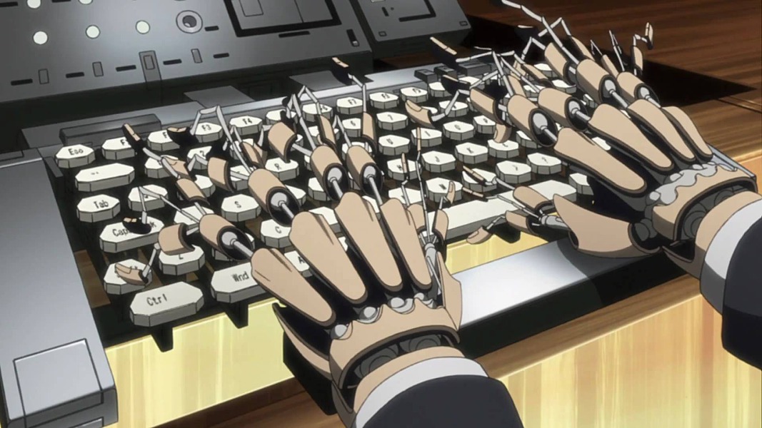 Ghost in the shell typing hand 4e0bd