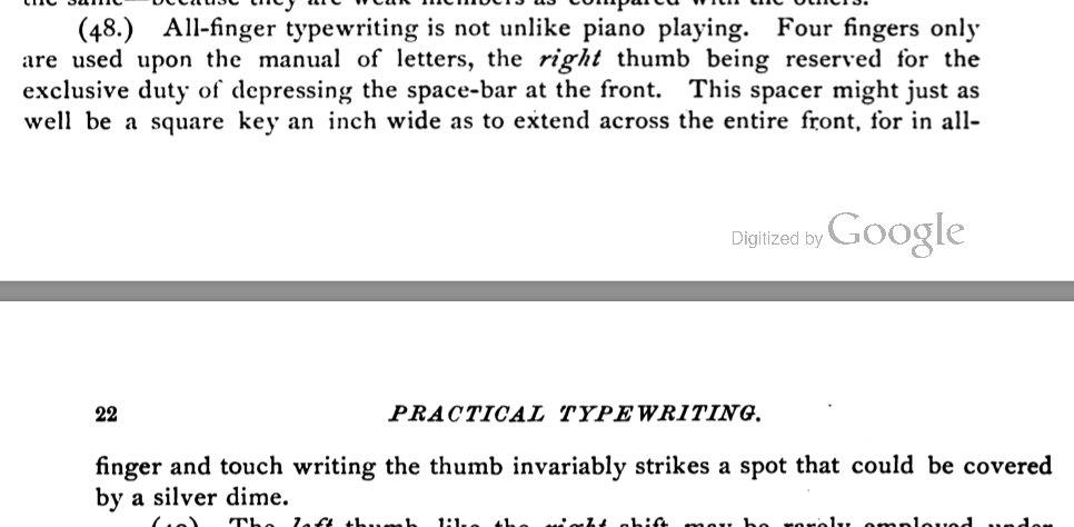 practical typewriting spacebar length 14846