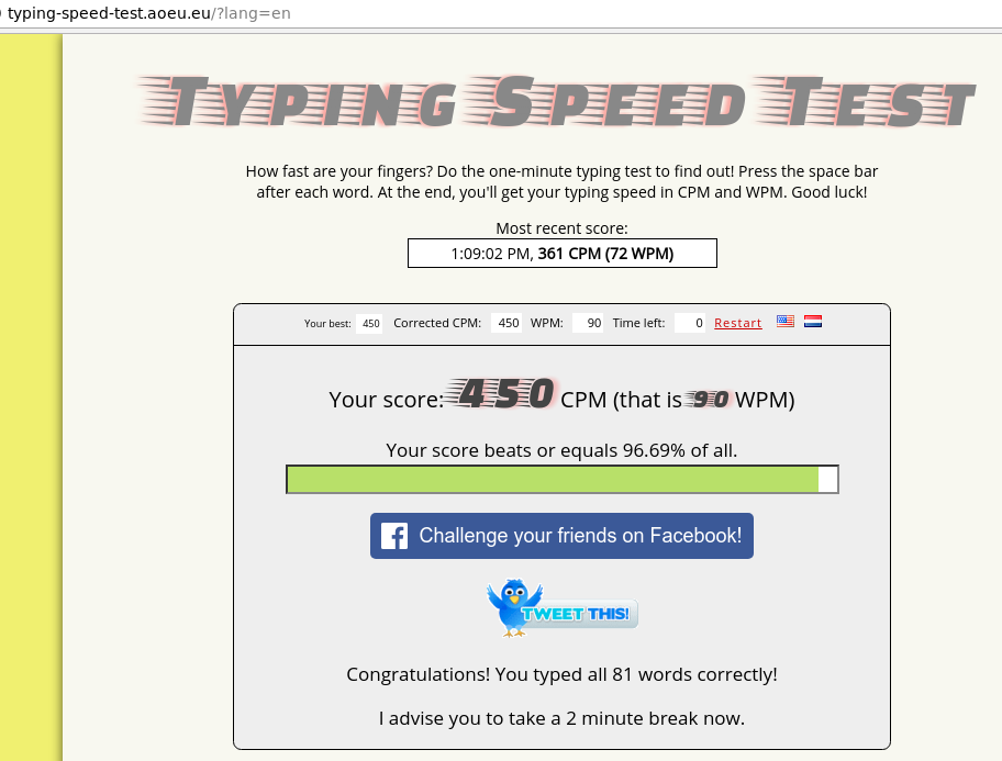 Fast typing test