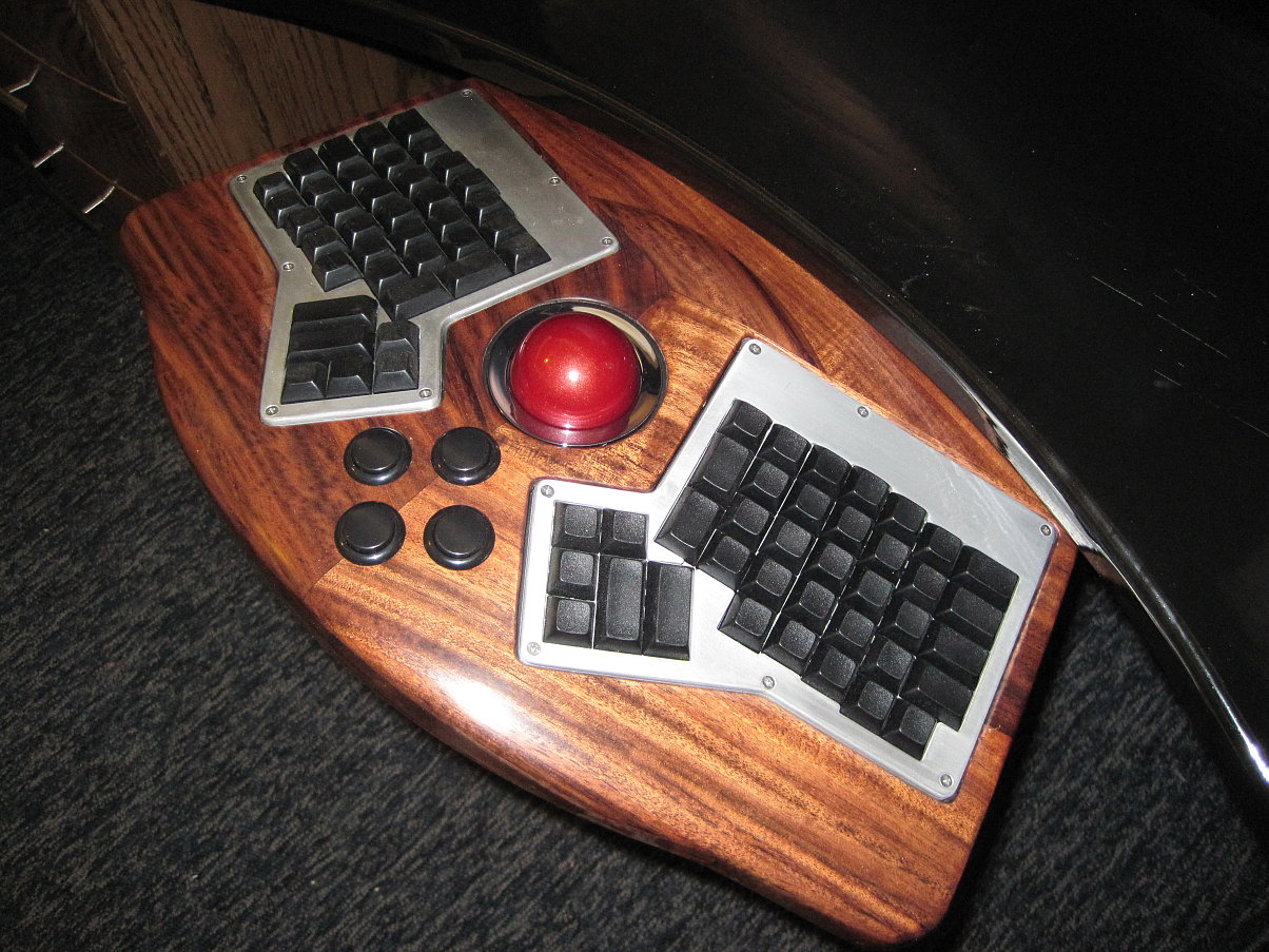 ergodox keyboard red trackball tray