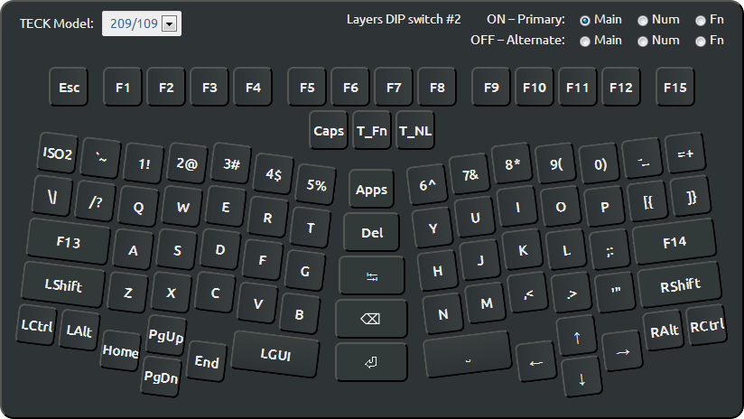 truly ergonomic keyboard 209 layout xah layout 44311 qwerty