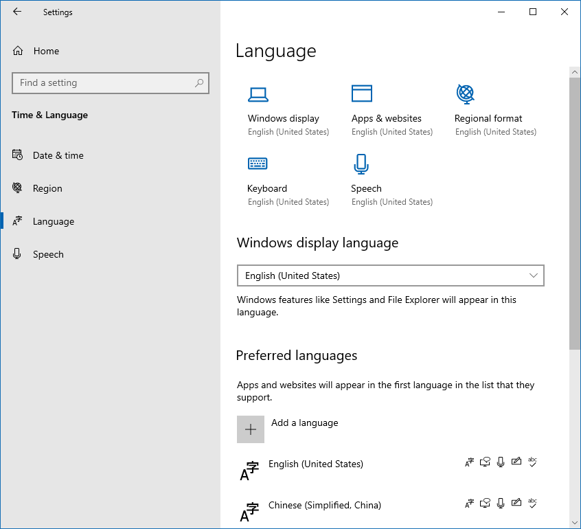 Windows 10 language 2021-09-19