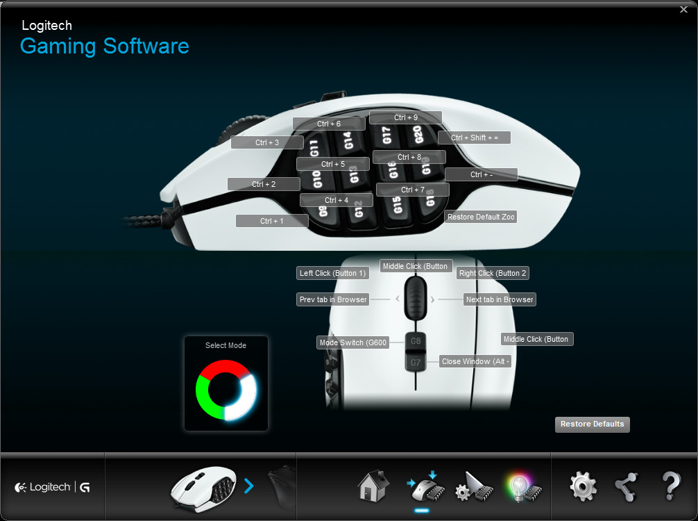 Logitech G600 mouse software 2