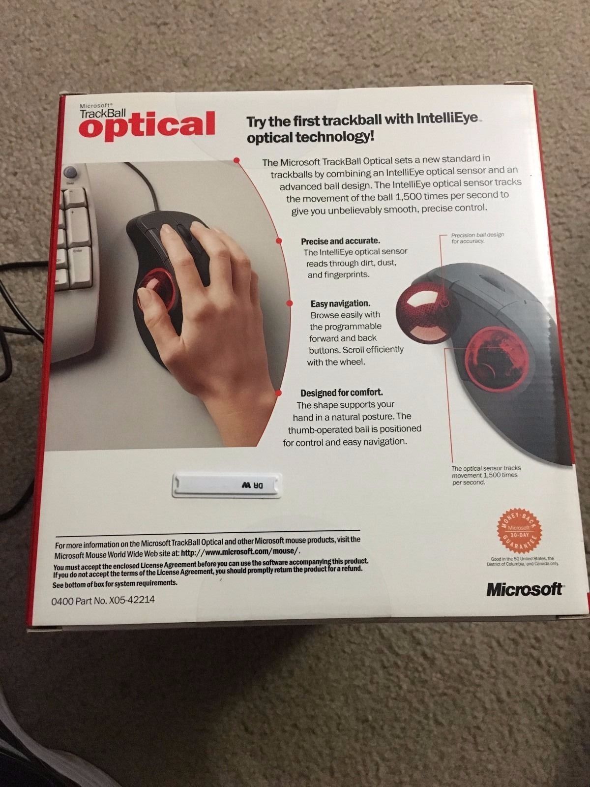 Microsoft trackball optical box 2000 back 14249