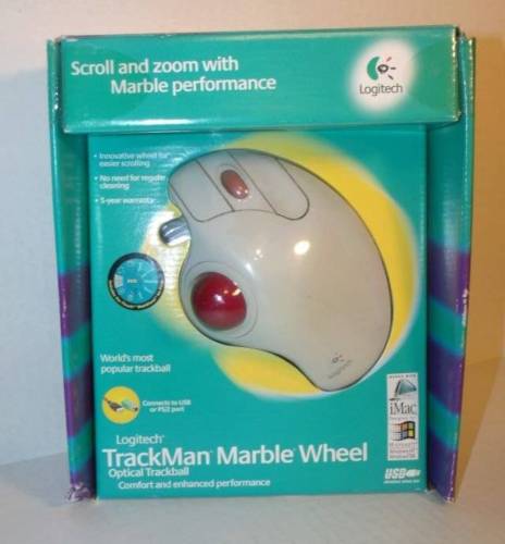 logitech trackman marble wheel optical trackball 1999 box