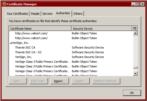 Firefox Certificate Manager 2012-10-22
