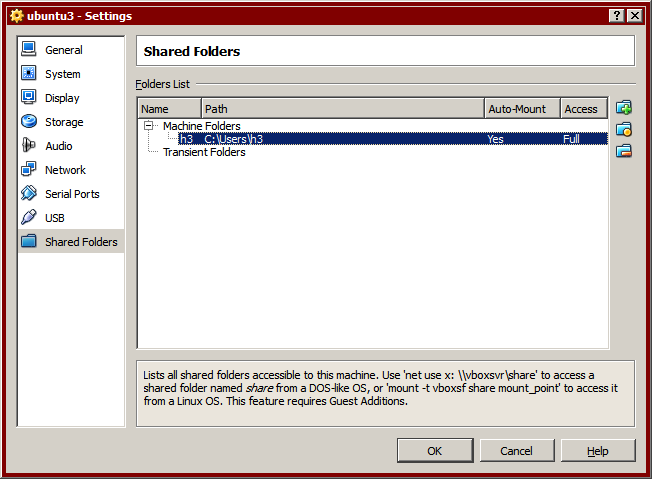 Oracle VM VirtualBox Manager shared folders screenshot 2012-10-14