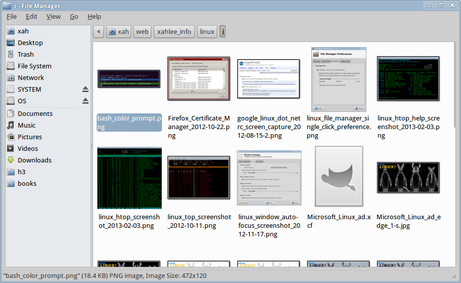 linux screenshot thunar icon gap 2013-02-12
