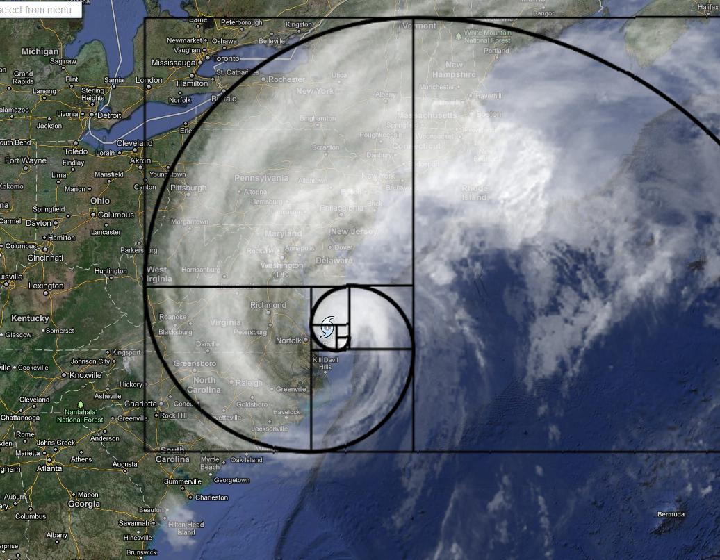 Fibonacci spiral hurrican Irene