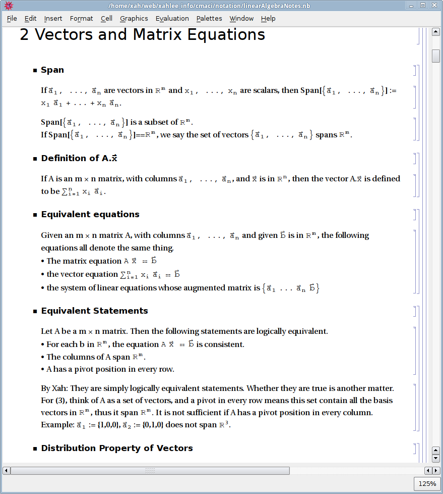 Mathematica linear algebra 2010-11-29