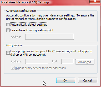 IE connections lan settings dialog