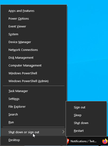 Windows 10 quick link menu 2021-02-20