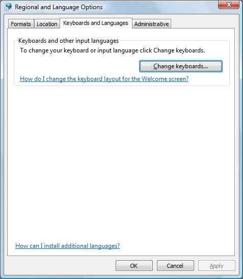Windows Vista Regional and Language Options